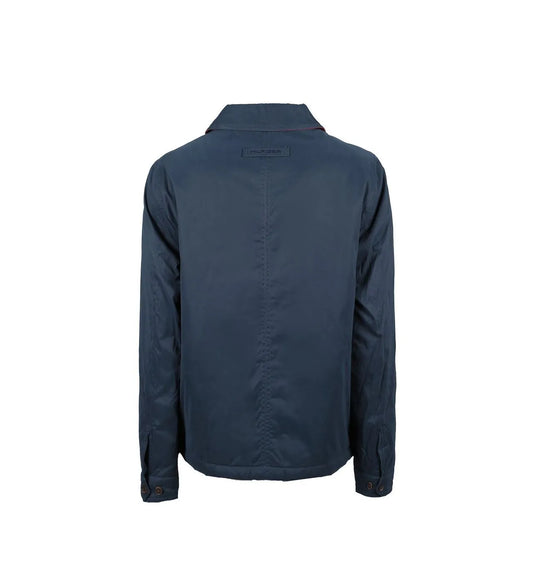 Chaqueta azul con cierre de cremallera